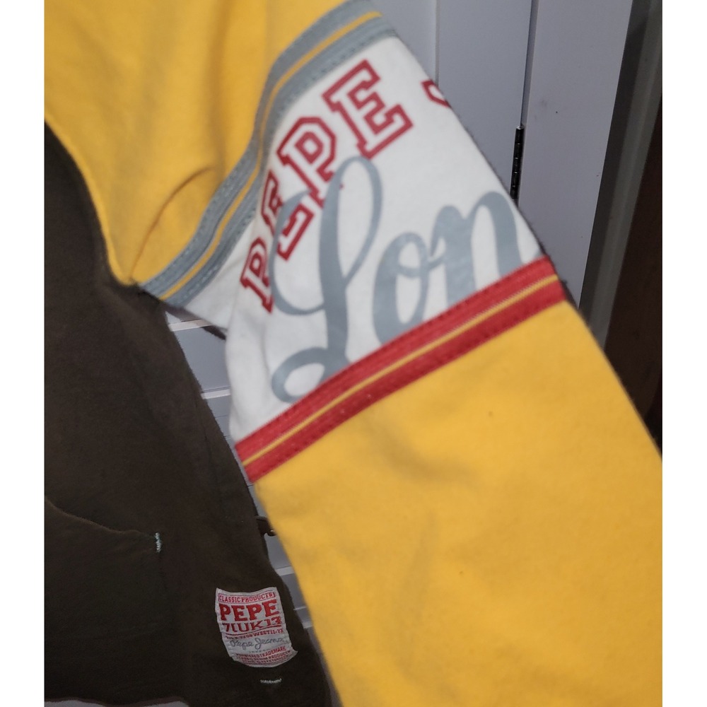Pepe Jeans London Zip Up Hoodie Jacket Olive Yellow Graphic Logo Size M 10 12 - Picture 5 of 9